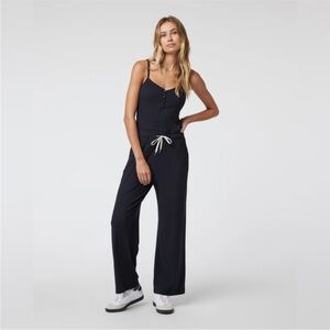 Vuori Womens Black Pose Henley Jumpsuit - Small